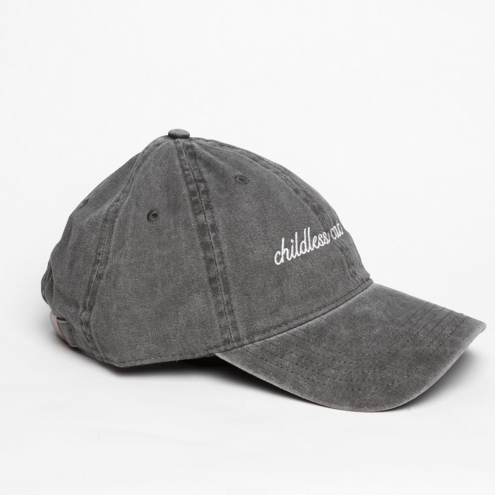 Childless Cat Lady charcoal gray dad cap hat - Picture 6 of 8
